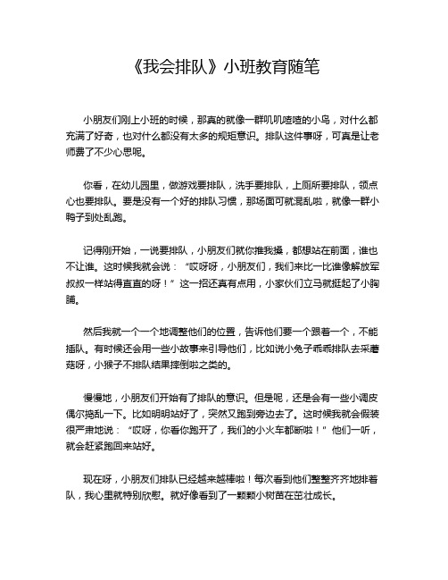 《我会排队》小班教育随笔