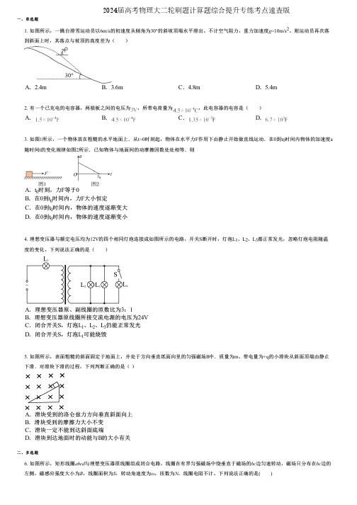 2024届高考物理大二轮刷题计算题综合提升专练考点速查版