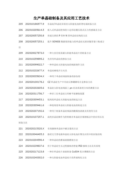 生产单晶硅制备及其应用工艺技术