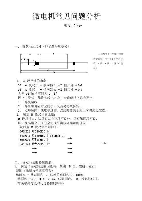 微电机常见问题分析要点