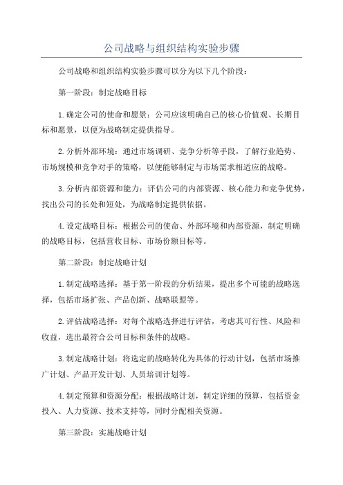 公司战略与组织结构实验步骤