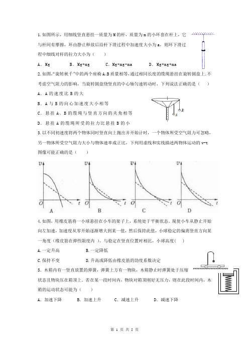 湖南省2015届高三入学摸底测试物理试卷