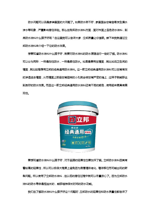 防水涂料什么牌子好,立邦质量让你信赖