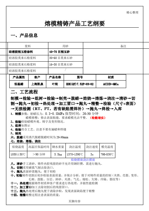 叶轮精密铸造工艺