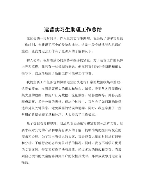 运营实习生助理工作总结