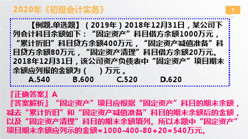 2020年初级会计实务第六章习题