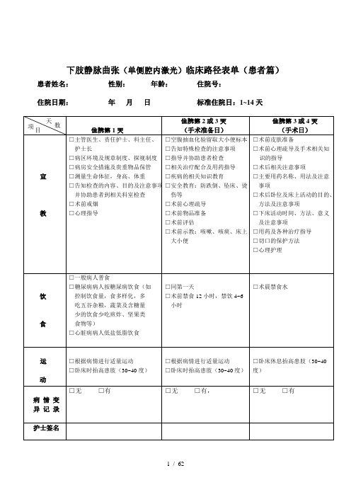 普外科单病种-护理临床路径表单-护理篇-患者篇