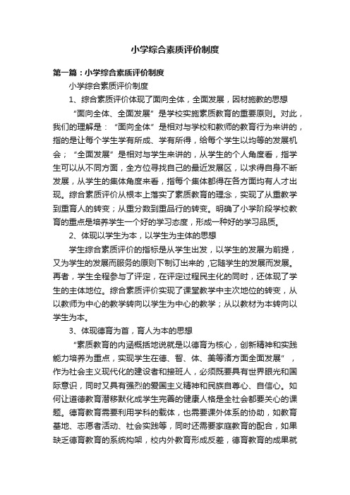 小学综合素质评价制度