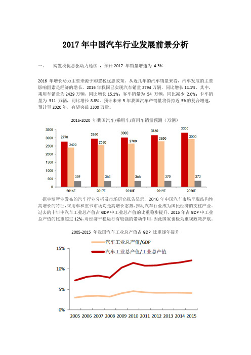 2017年中国汽车行业发展前景分析