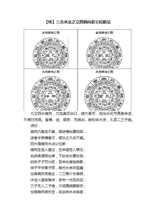 【转】三合水法之立四病向及公位断法