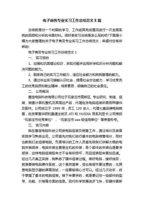 电子商务专业实习工作总结范文5篇