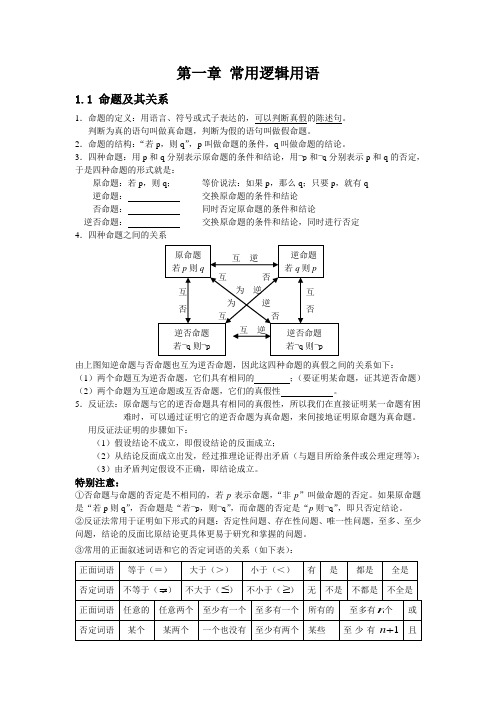 常用逻辑用语——学生版