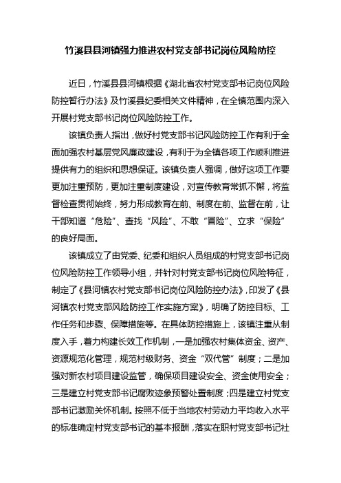 县河镇强力推进农村党支部书记岗位风险防控