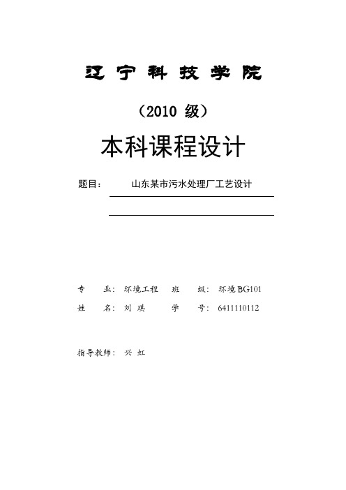 环境工程课程设计某市污水处理厂工艺设计