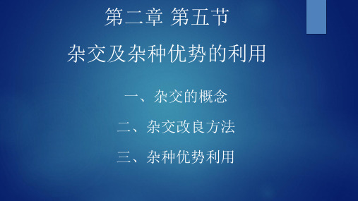 第二章 第五节 杂交及杂种优势的利用