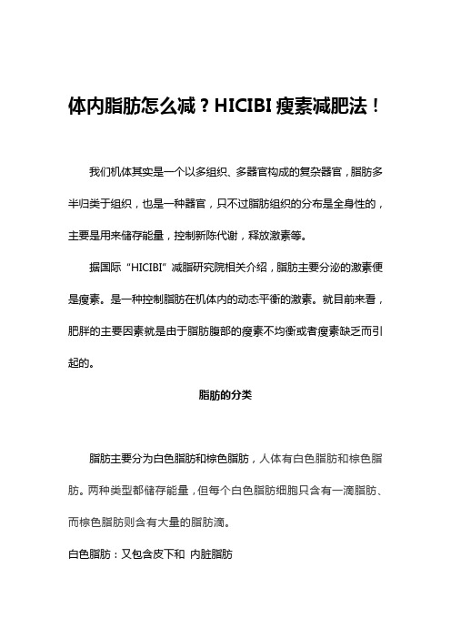 体内脂肪怎么减？HICIBI瘦素减肥法