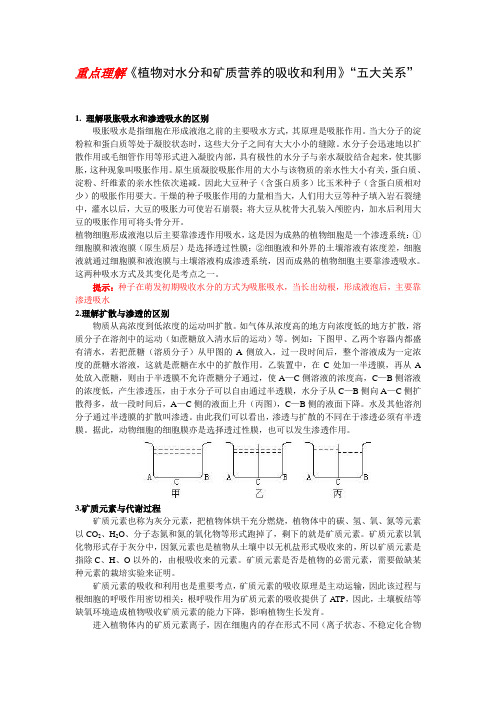 重点理解《植物对水分的吸收和利用与矿质营养》“五大关系”文档