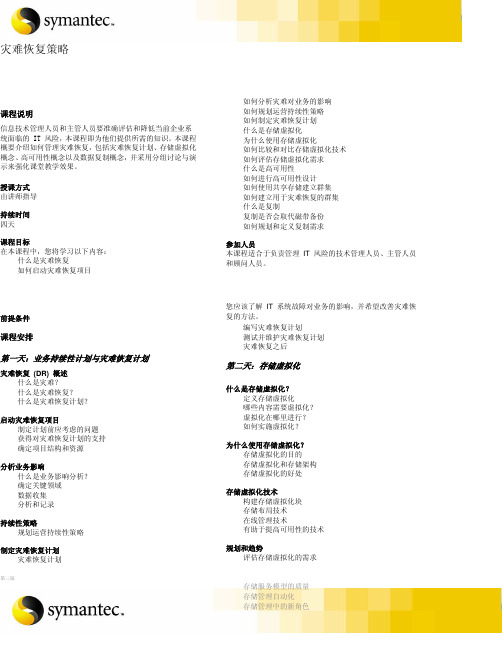 灾难恢复策略 - Symantec