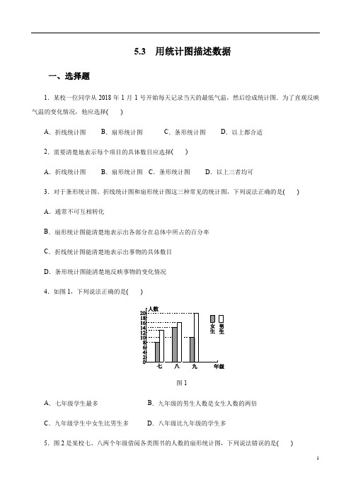 2021学年七年级数学上册同步备课系列(沪科版)5-3 用统计图描述数据(作业)