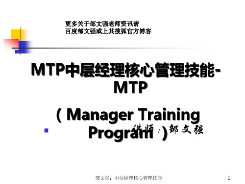 MTP中层经理核心管理技能提升讲义