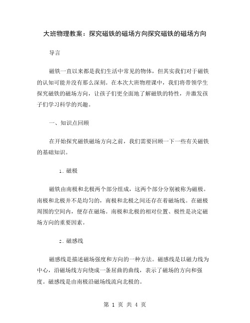 大班物理教案：探究磁铁的磁场方向