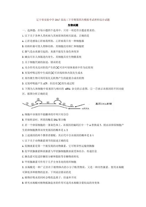 辽宁省实验中学2017届高三下学期第四次模拟考试理科综合生物试题含答案