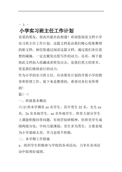 小学实习班主任工作计划.doc