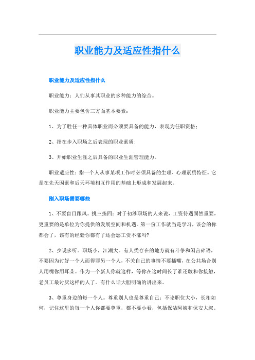 职业能力及适应性指什么