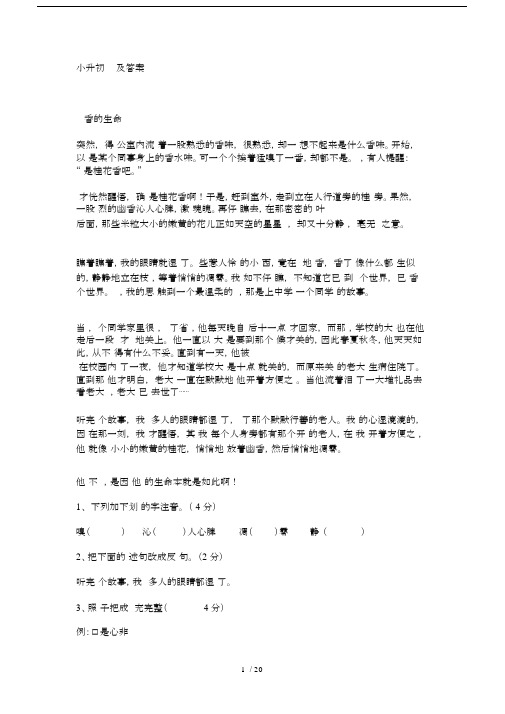 (完整版)小升初阅读题库及参考答案.docx