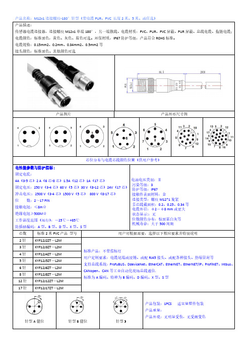 传感器连接器M12单端预制连接器航空插头