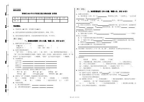 青海省2019年小升初语文能力测试试题 含答案