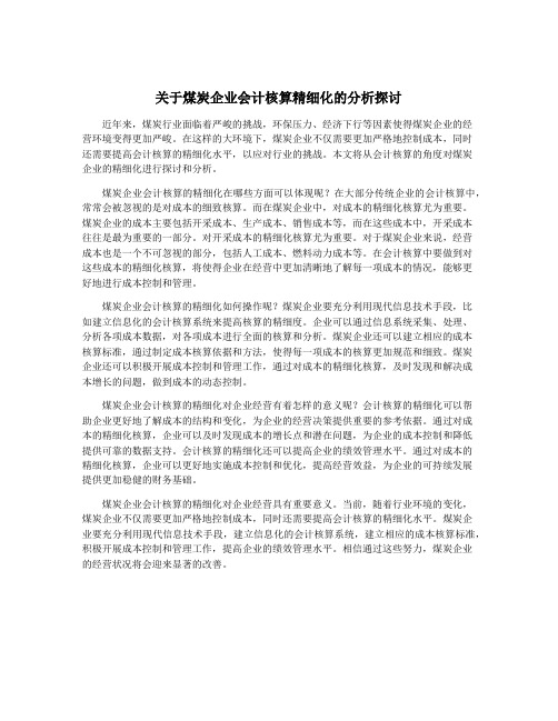 关于煤炭企业会计核算精细化的分析探讨