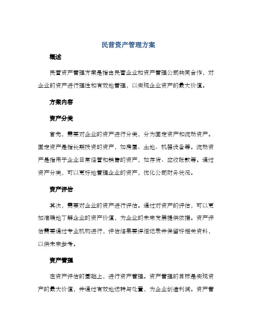 民营资产管理方案