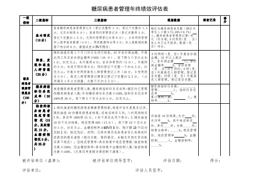 糖尿病患者管理评估表