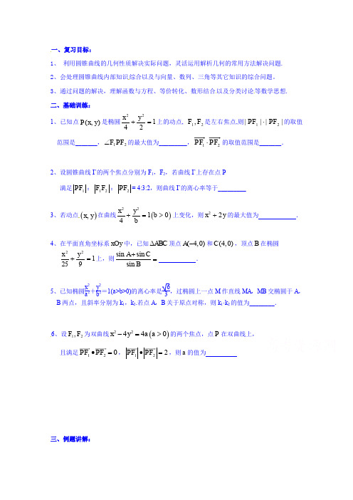 高三数学(文科)一轮学案【第47-48课时】圆锥曲线的综合应用