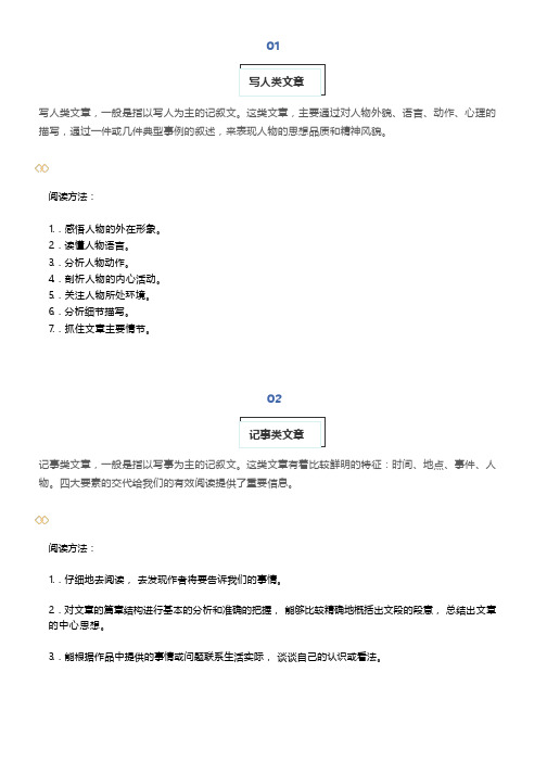 小学语文八种不同文体的阅读方法