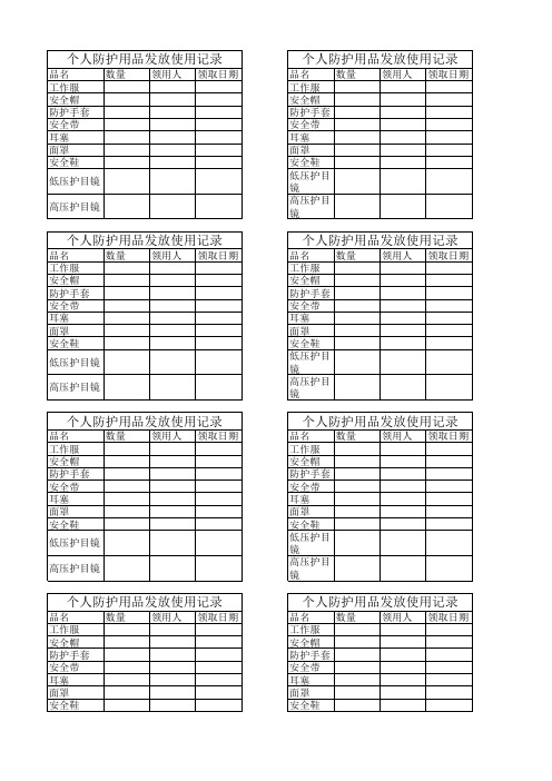 个人防护用品领用记录