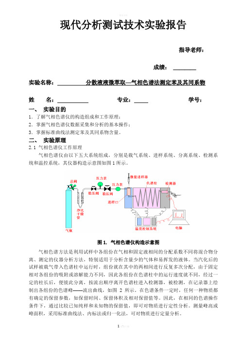 气相色谱法实验报告