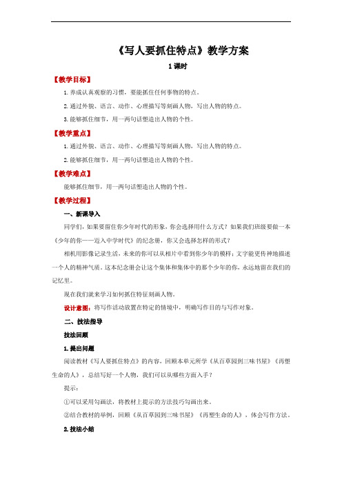 写人要抓住特点精品教案