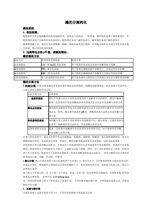 酶的分离纯化