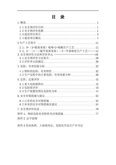 公司安全生产预评价报告书