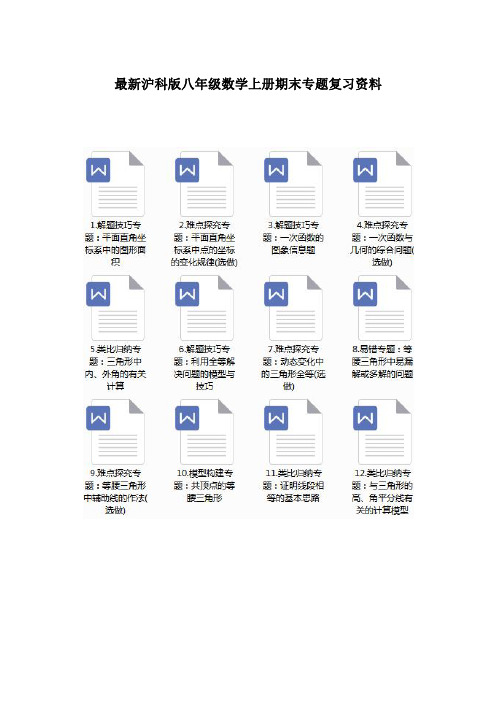 最新沪科版八年级数学上册第一学期期末专题复习资料