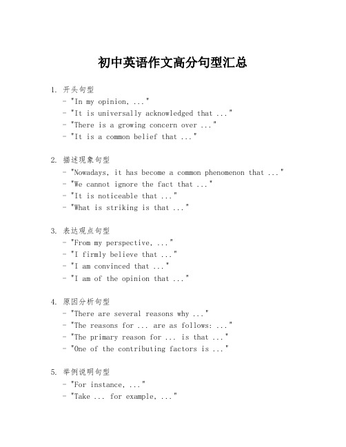 初中英语作文高分句型汇总