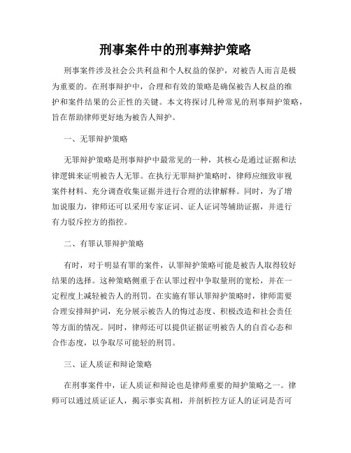 刑事案件中的刑事辩护策略