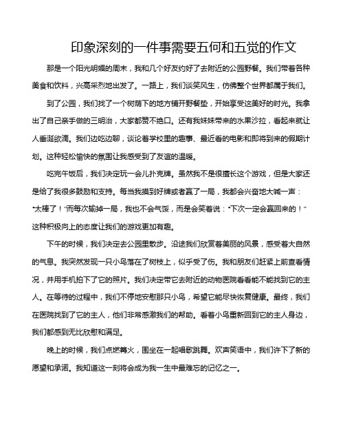 印象深刻的一件事需要五何和五觉的作文