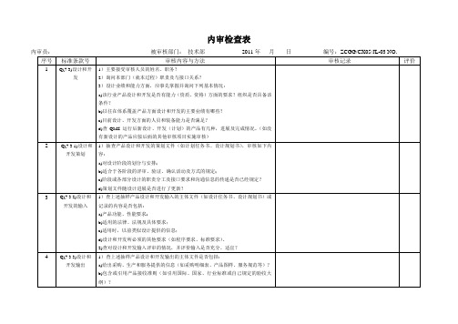 内审检查表-技术部