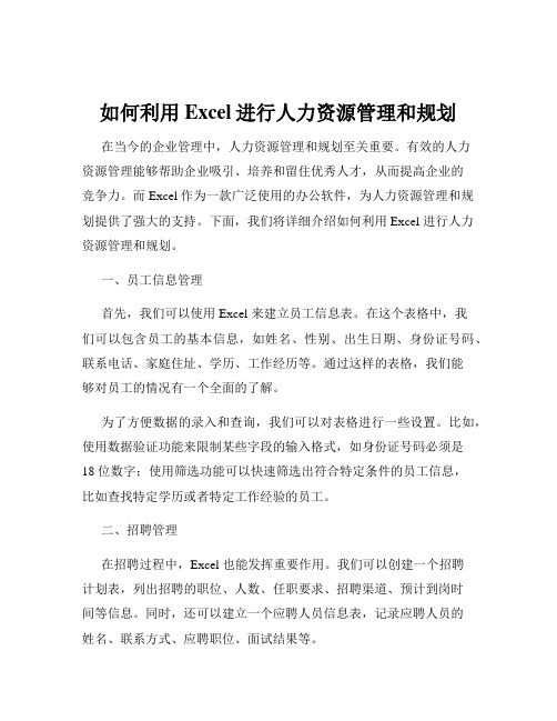 如何利用Excel进行人力资源管理和规划