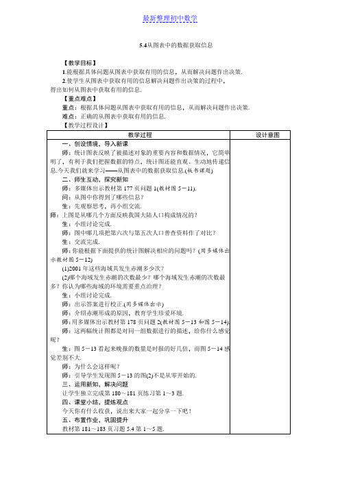 沪科版七年级数学上册 5.4 从图表中的数据获取信息  教案