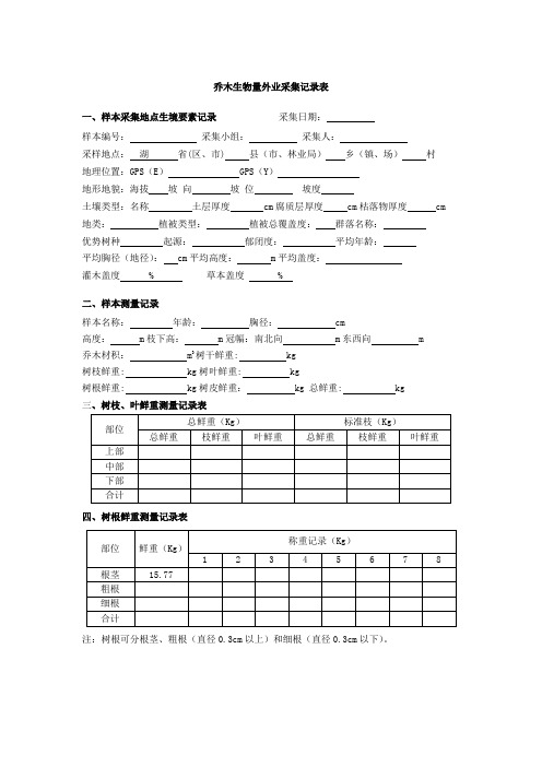 乔木调查表格