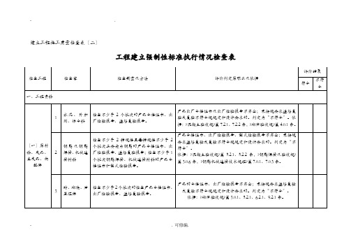 工程施工建设强制性标准执行情况检查表